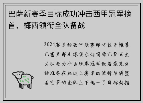 巴萨新赛季目标成功冲击西甲冠军榜首，梅西领衔全队备战